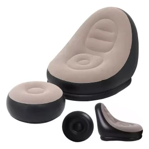 Sofa Sillon Inflable Ultra Cómodo Tipo Puff Con Reposapiés
